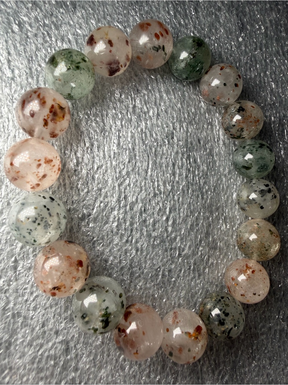 Rare 11MM Trilith Included Quartz Natural Crystal Bracelet